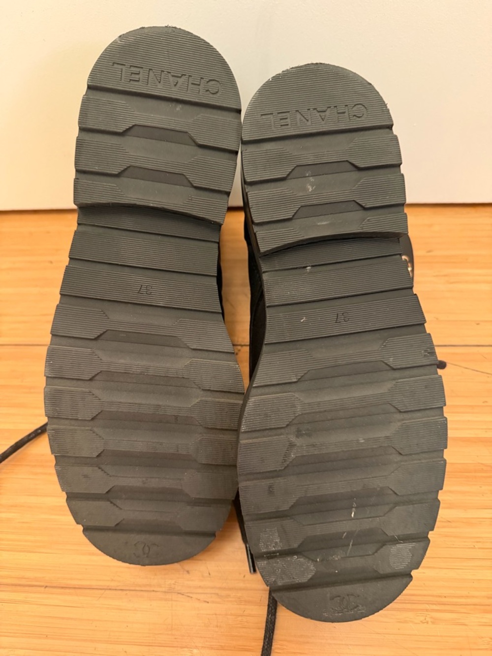 CHANEL Black Leather Quilted Ankle Boots with Gold Chain Accents - Picture 3 of 7